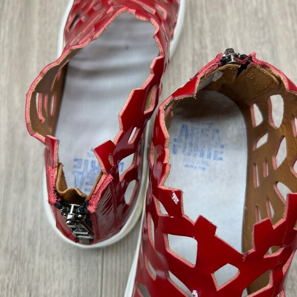 Area Forte Women Size 11 Italian Red Patent Leather Cut-Out Sneakers - Picture 7 of 10